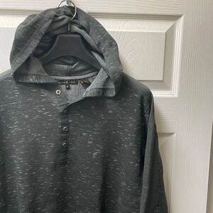 Thread & Cloth Men's Medium Henley Long Sleeve T-Shirt Hoodie Charcoal Gray